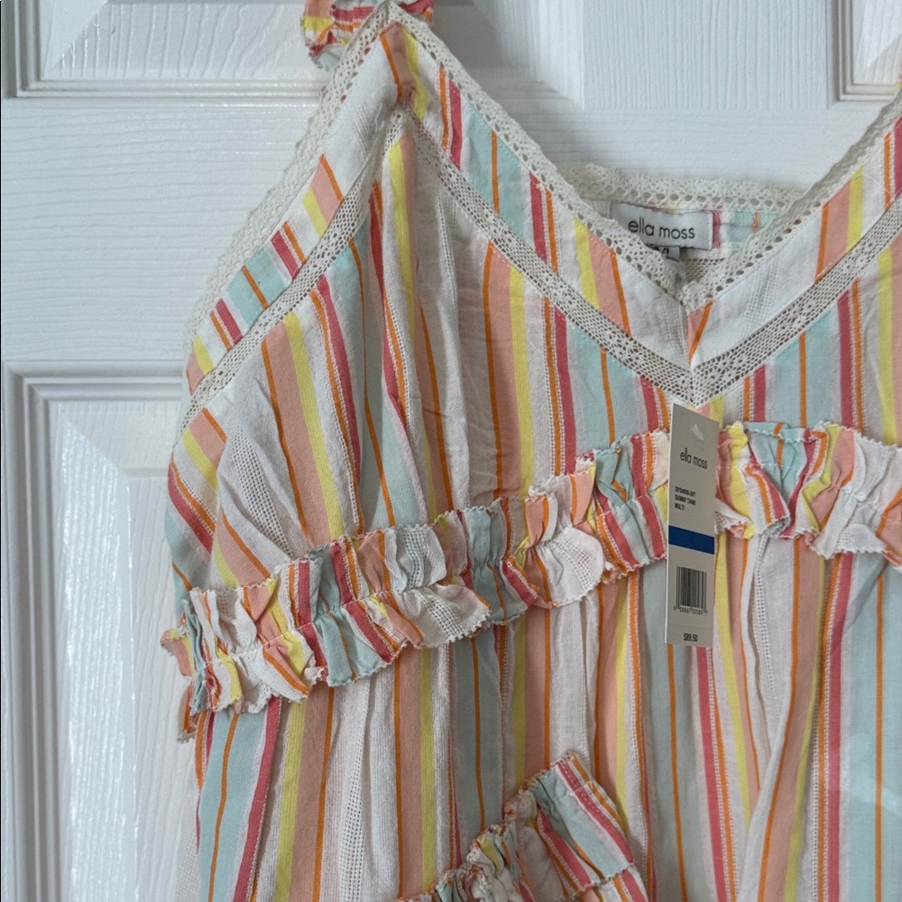 Ella Moss Multicolor Striped Ruffle Tank - Picture 6 of 8